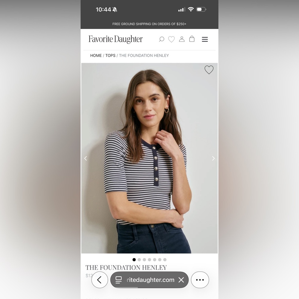 Favorite Daughter Navy & White Striped Henley Top
